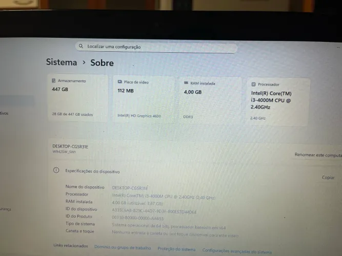 Notebook Positivo Core i3 4ª Geração + SSD 480GB + 4GB RAM