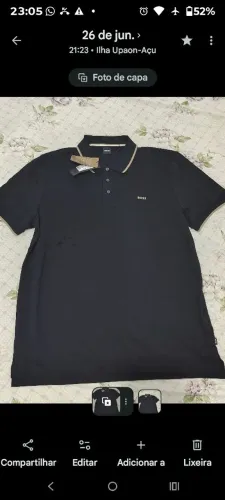 CAMISA POLO BOSS PRETA MASCULINA NOVA