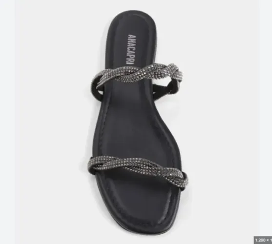 rasteira anacapri tira glam feminina - preto