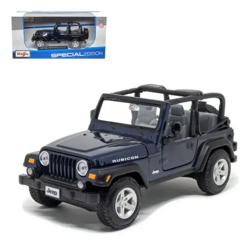 Jeep Wrangler Rubicon Azul Escuro Maisto 1/27 Carrinho de brinquedo