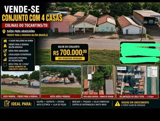 Conjunto de 4 casas localizado na m Colinas do Tocantins