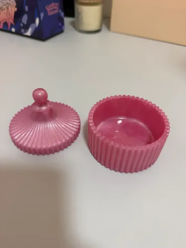 Porta-joias Rosa Perolado em Resina Epóxi Artesanal