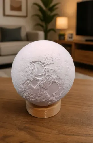 luminaria de mesa personalizada com foto ou frases em formato de lua cheira