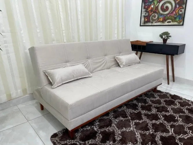 Sofá Cama Madrid Bege Até 12x - Frete Grátis