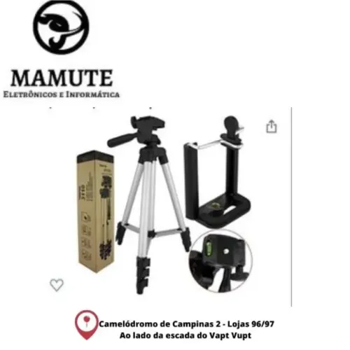 Tripé de Alumínio Profissional 1M c/ Suporte para Câmera Fotográfica e Celular