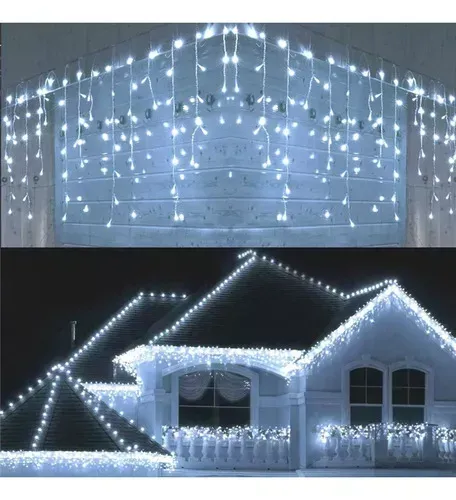 Cascata 400 Led 10m Natal Prova D´agua Quente Frio 110v