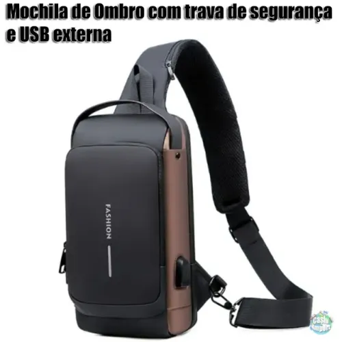 Mochila de ombro compacta com trava de código e Usb