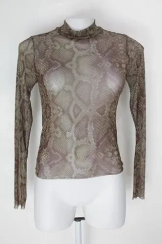 Blusa de tule riachuelo feminina verde estampada com transparência
