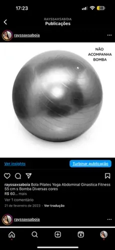 Bola Pilates Yoga Abdominal Ginastica Fitness 55 cm s Bomba Diversas cores R$ 60