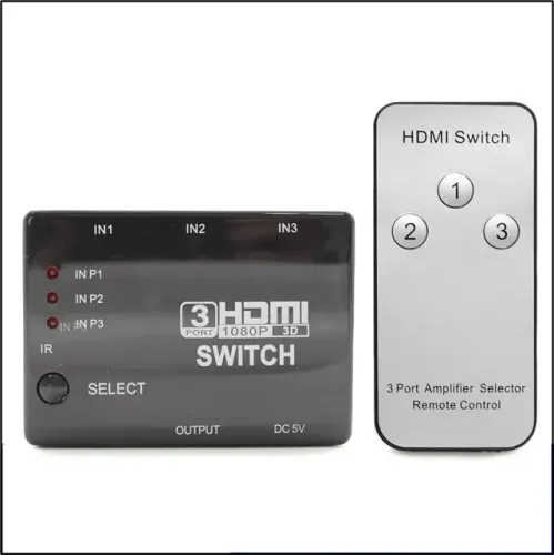 Chaveador Comutador Hdmi 3x1 Switch 3d Uhd Full Hd com Controle remoto