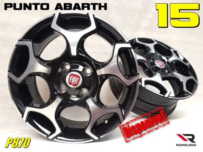 Roda aro 15 Fiat Punto Abarth preta com diamantado 4x98 jogo novo