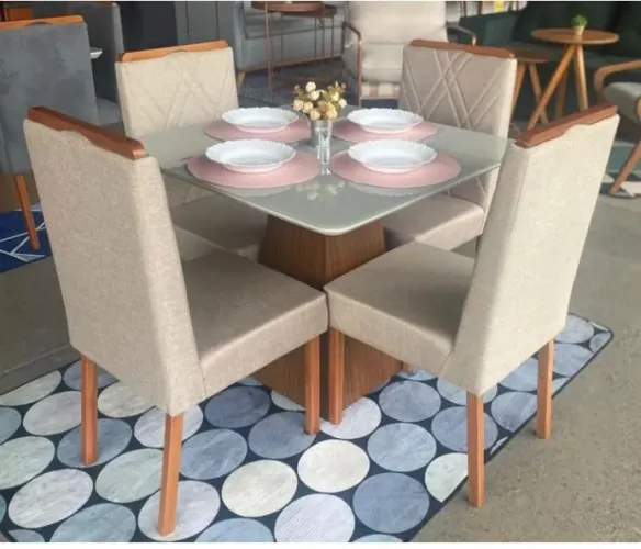 Mesa de jantar 4 cadeiras 90x90 olg