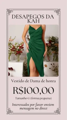 Vestido de Dama de Honra Verde - Tamanho G