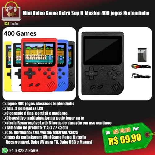 Mini Vídeo Game Retrô Sup H´Maston 400 jogos Nintendinho