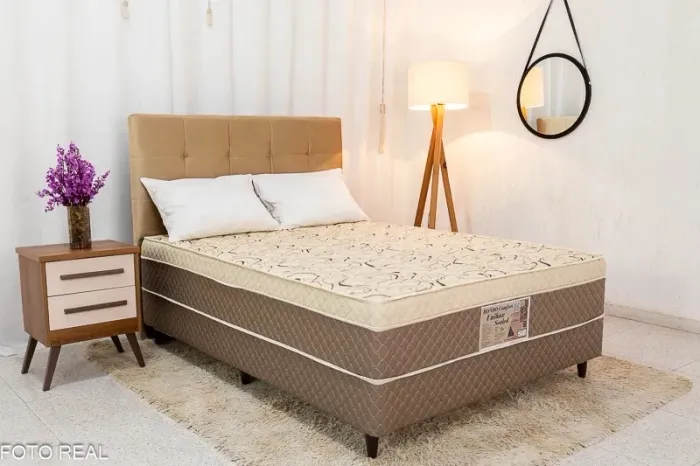 Cabeceira Casal Veneza+ Cama Box Casal Ortopédico D33