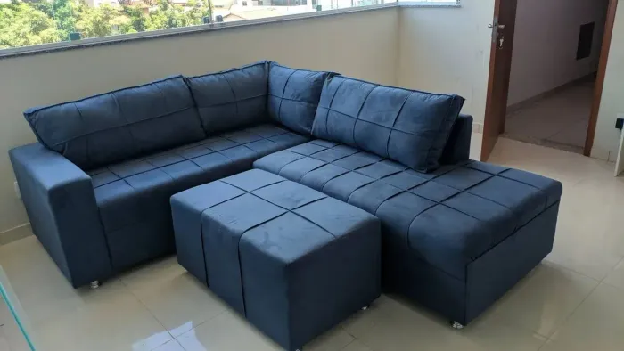 Sofá de Canto com Puff novo lacrado 