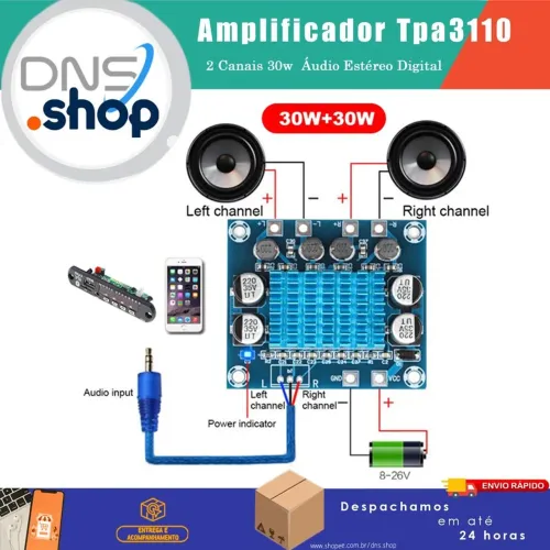 10PÇS Amplificador TPA 3110 Modulo Estéreo 2x30W 4-8ohm