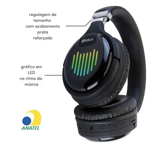 Fone De Ouvido Sem Fio Headphone Bluetooth Hrebos Hp-201