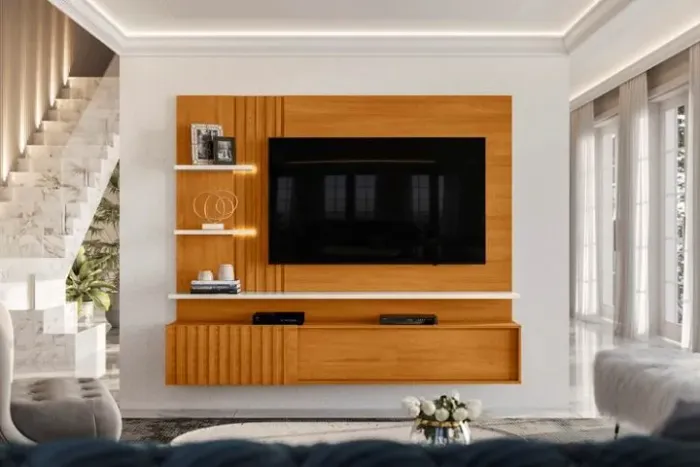 Painel Suspensa Atena Cinamomo.Off White Madetec - Entrega Rápida!