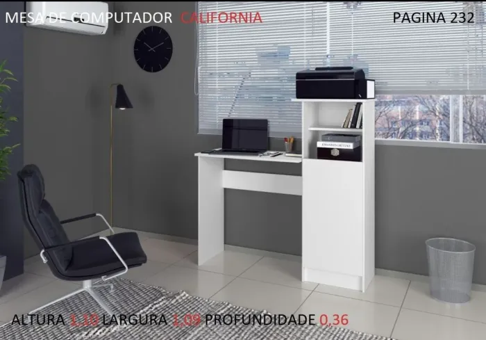 Mesa para computador com prateleiras
