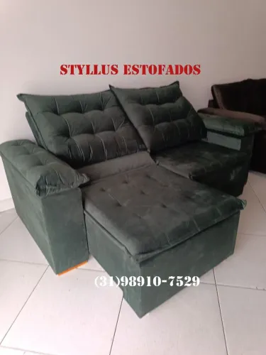 Sofá Retrátil de Canto Verde - Novo