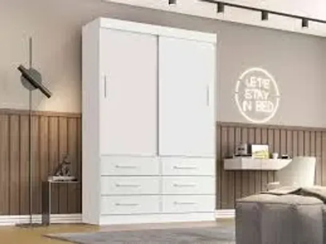 Guarda Roupa Star 2Pts 6Gvs Branco Salleto - Entrega Rápida! 