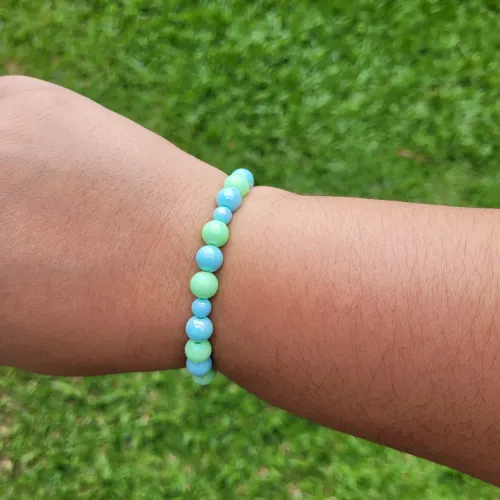 Pulseira elástica personalizada verde com azul