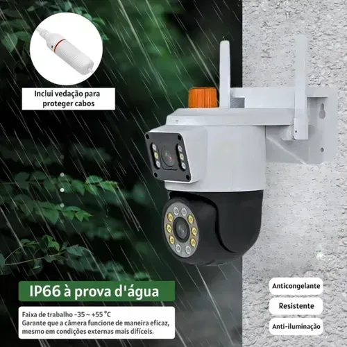 Câmera Segurança Externa 2 Lente Prova D'água Jortan Jt-9689 Branco