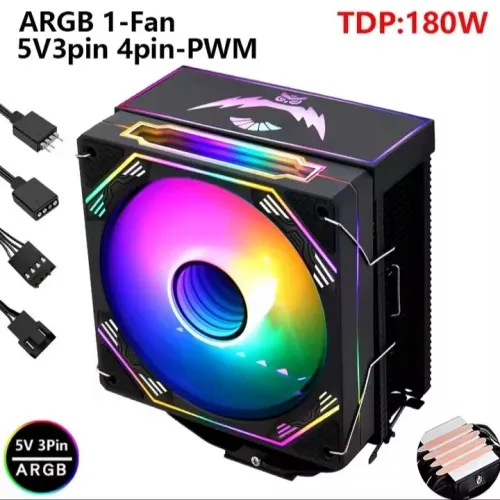 CPU Cooler Preto 4 Tubos ARGB 120mm
