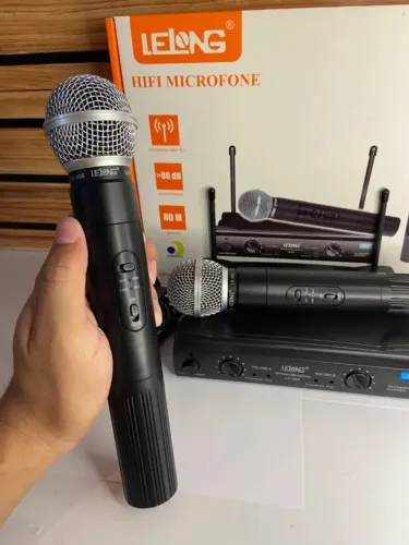 Microfone Duplo Sem Fio Uhf Wireless Profissional Le-906 - Lelong