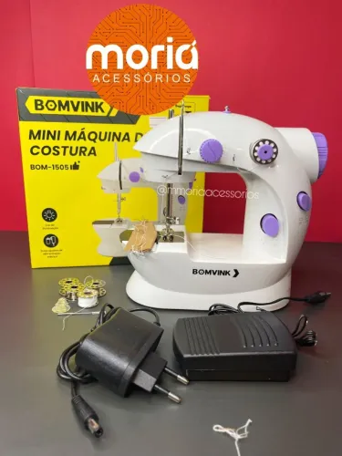 Mini máquina de costura reta CounterTech portátil branca 110V