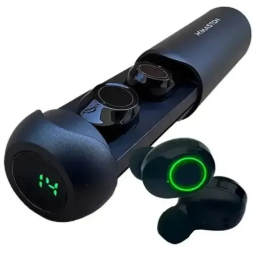 Fone De Ouvido In-ear Gamer Sem Fio H'maston In-ear F915 Preto Com Luz Verde-limão Led