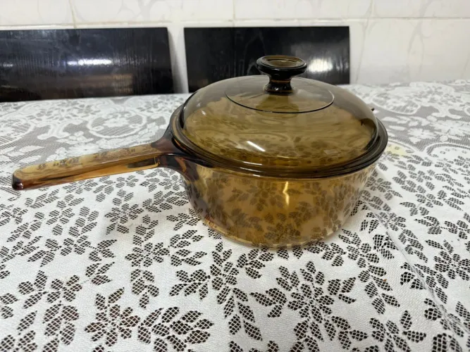 Panela de panela vintage Corning Visions Visionware 1,5 L com tampa<br>