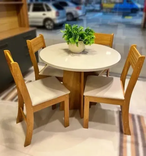 Mesa de Jantar  Flipp  0,90 cm com 4 Cadeiras Brisa_VIERO MOVEIS