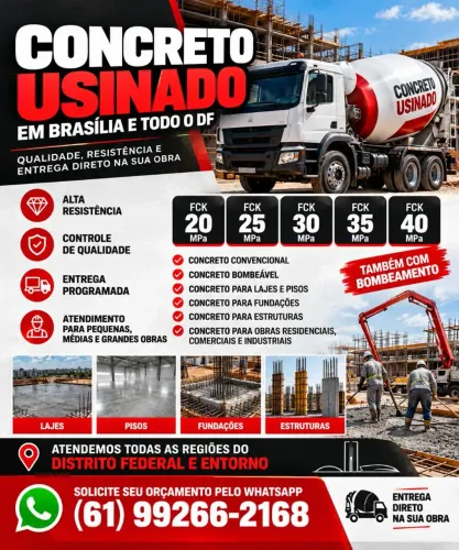 Concreto Usinado DF | Caminhão Betoneira e Bombeamento