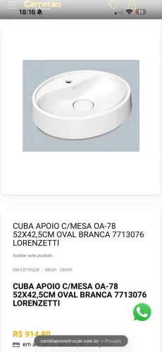 Cuba de Apoio Oval para Mesa 52cmx42,5cm OA-78 Branca - 7713076 - LORENZETTI