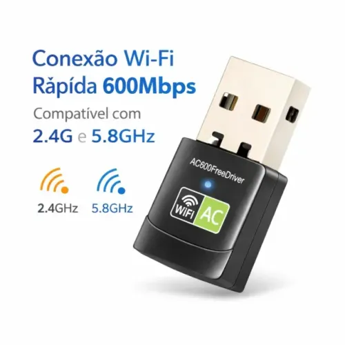Adaptador Wifi Dual Band 2.4 / 5ghz 600mbps Wireless 5g Ac600 Free Driver