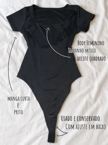 Body Preto Feminino - Decote Quadrado