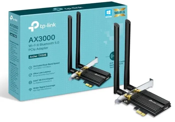Adaptador Pcie Ax3000 Wi-fi 6 Bluetooth 5.3 Archer Tx50e. Sem fio de banda dupla 802.11AX
