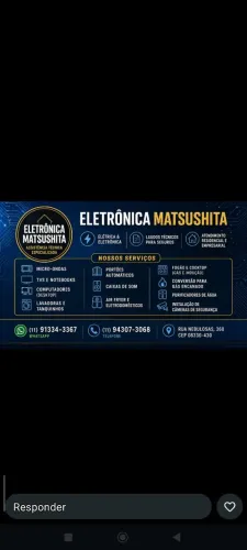 Seu eletrônico parou? A Eletrônica Matsushita resolve!?