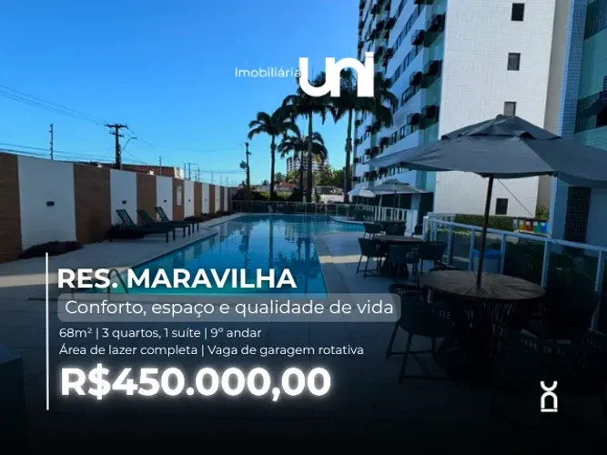 RESIDENCIAL MARAVILHA | 3 QUARTOS | ÁREA DE LAZER COMPLETA