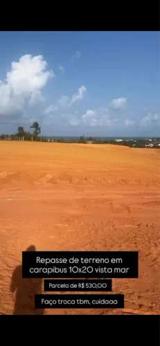 REPASSE DE TERRENO EM CARAPIBUS 10x20 VISTA MAR