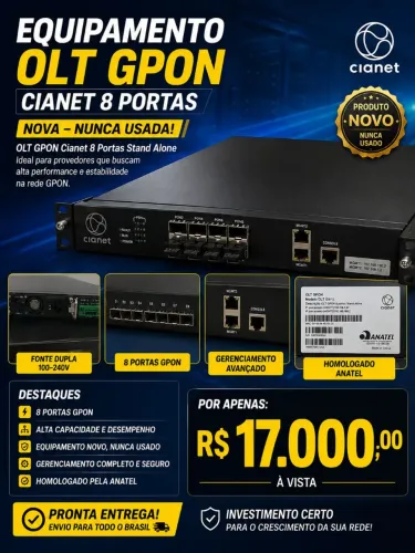 OLT GPON Cianet G8PS X 8 Portas