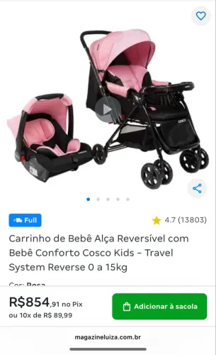 Carrinho + bebê conforto