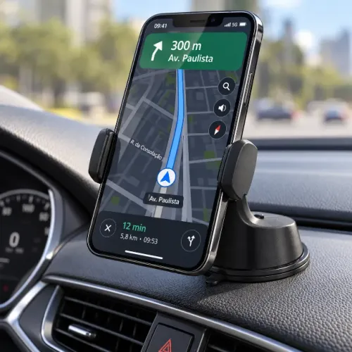 Suporte veicular para Smartphone, fixação na ventilação e no vidro, 6701, Ergo