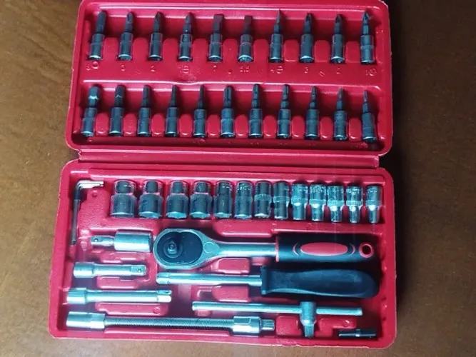 Kit Jogo de Soquetes 46 Peças com Catraca Reversível 1/4 - Novo na Caixa