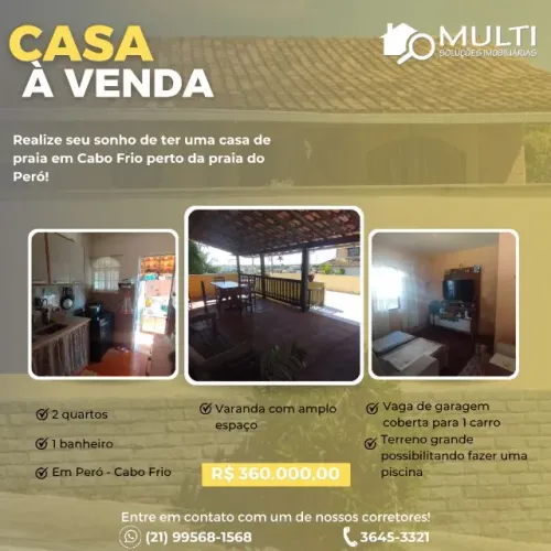 Cabo Frio - Peró - Casa 02 Quartos em terreno 360m2