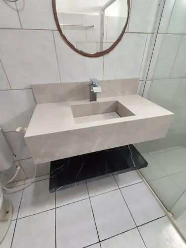 Pia esculpida em porcelanato