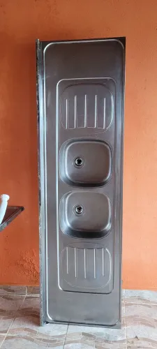 Pia aço inox 2 cubas,2 mts semi nova