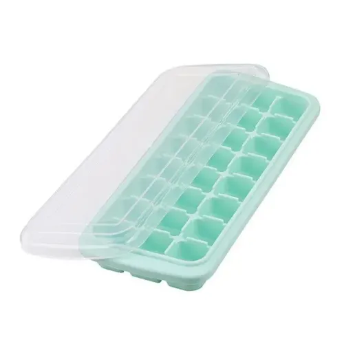 forma gelo verde silicone flexível 24 cubos c/ tampa empilhável b-max bm-f957
